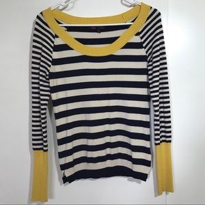 t/o Scoop Neckline Striped Sweater